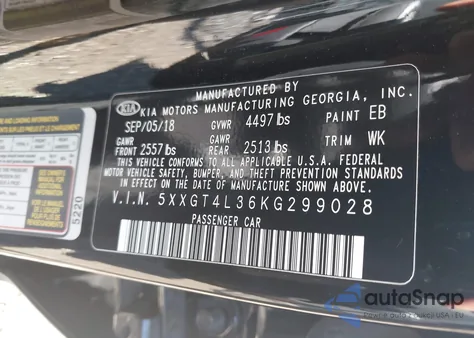 2019 Kia Optima Lx из США, поврежденный, VIN 5XXGT4L36KG299028